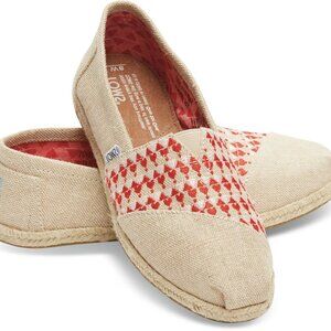 Toms Canvas Embroidered Hearts Espadrilles EUC sz 6